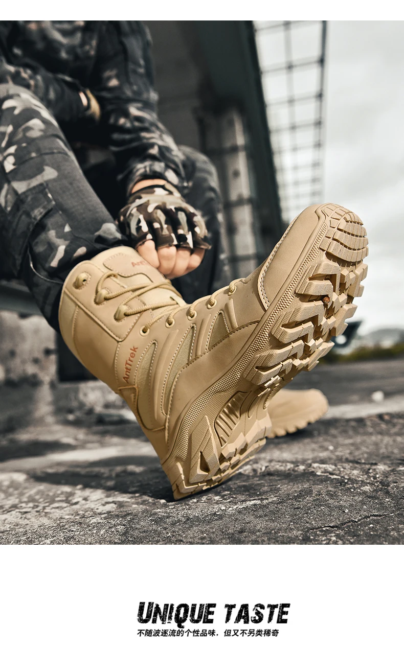 Men Outdoor Climbing Hiking Shoes Training Safety High Quality Anti-Slip Male New Army Boots Ultrallight Lace UpTactical Boots