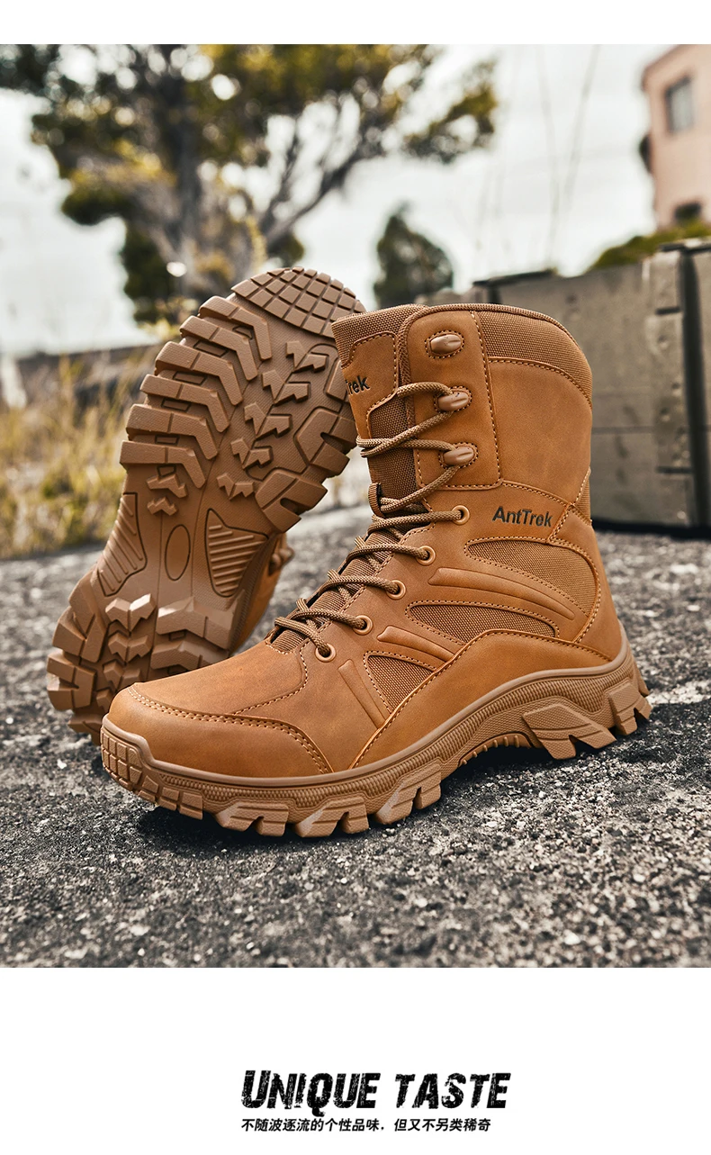 Men Outdoor Climbing Hiking Shoes Training Safety High Quality Anti-Slip Male New Army Boots Ultrallight Lace UpTactical Boots