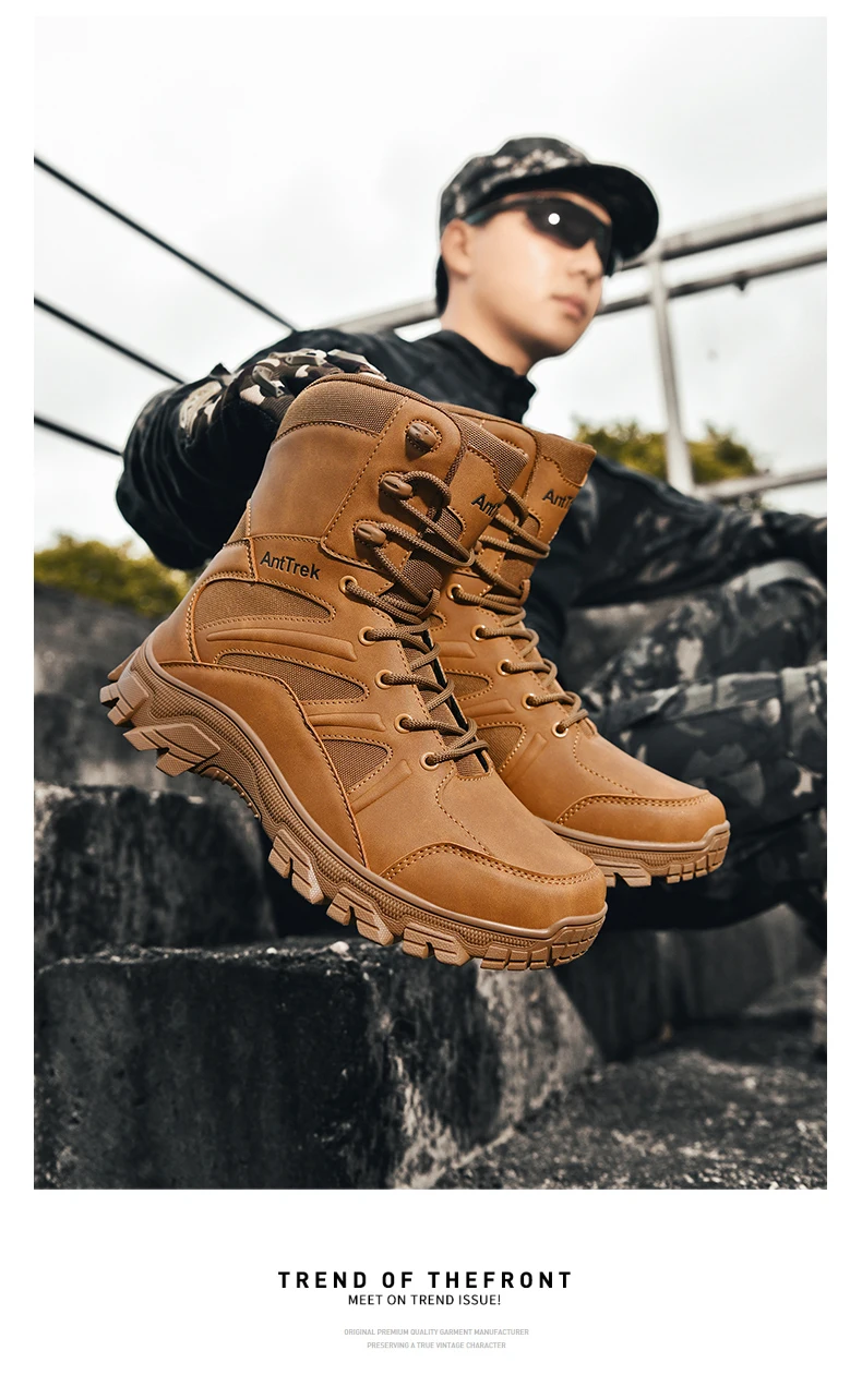 Men Outdoor Climbing Hiking Shoes Training Safety High Quality Anti-Slip Male New Army Boots Ultrallight Lace UpTactical Boots