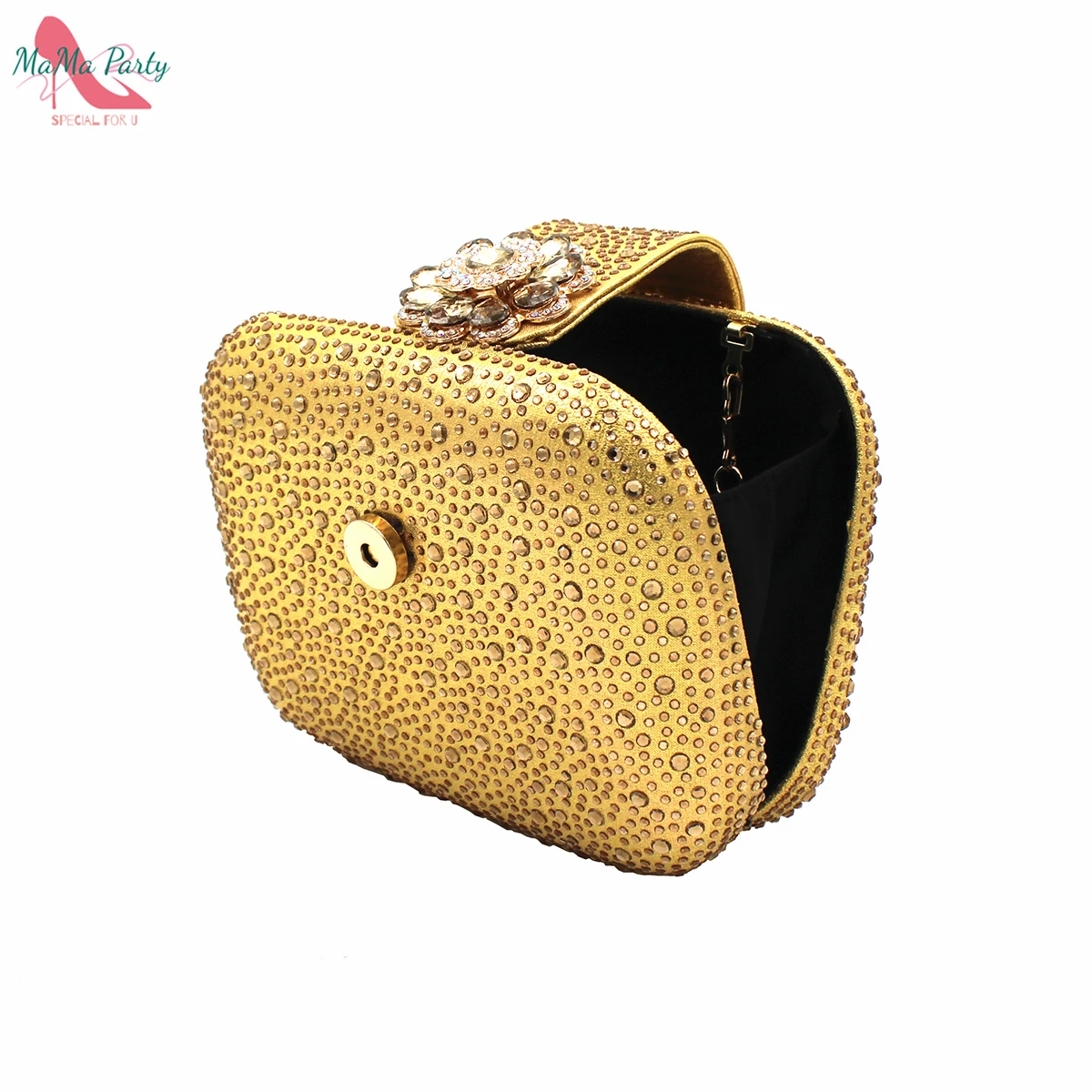 Buckle Strap Sandals Nigerian Women Shoes and Bag Set in Yellow Color with Shinning Crystal Italian Lady Shoes and Bag for Party