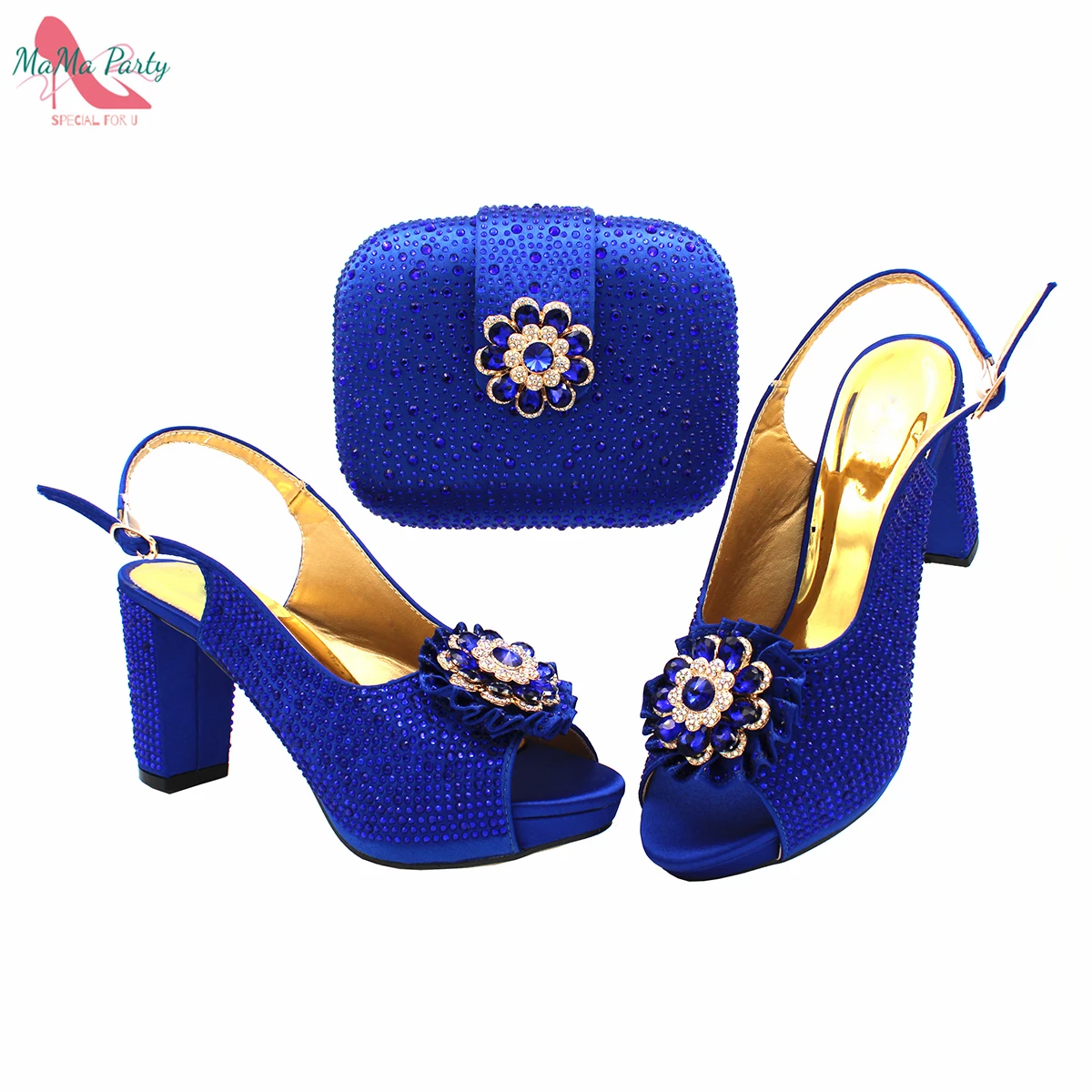 Buckle Strap Sandals Nigerian Women Shoes and Bag Set in Yellow Color with Shinning Crystal Italian Lady Shoes and Bag for Party