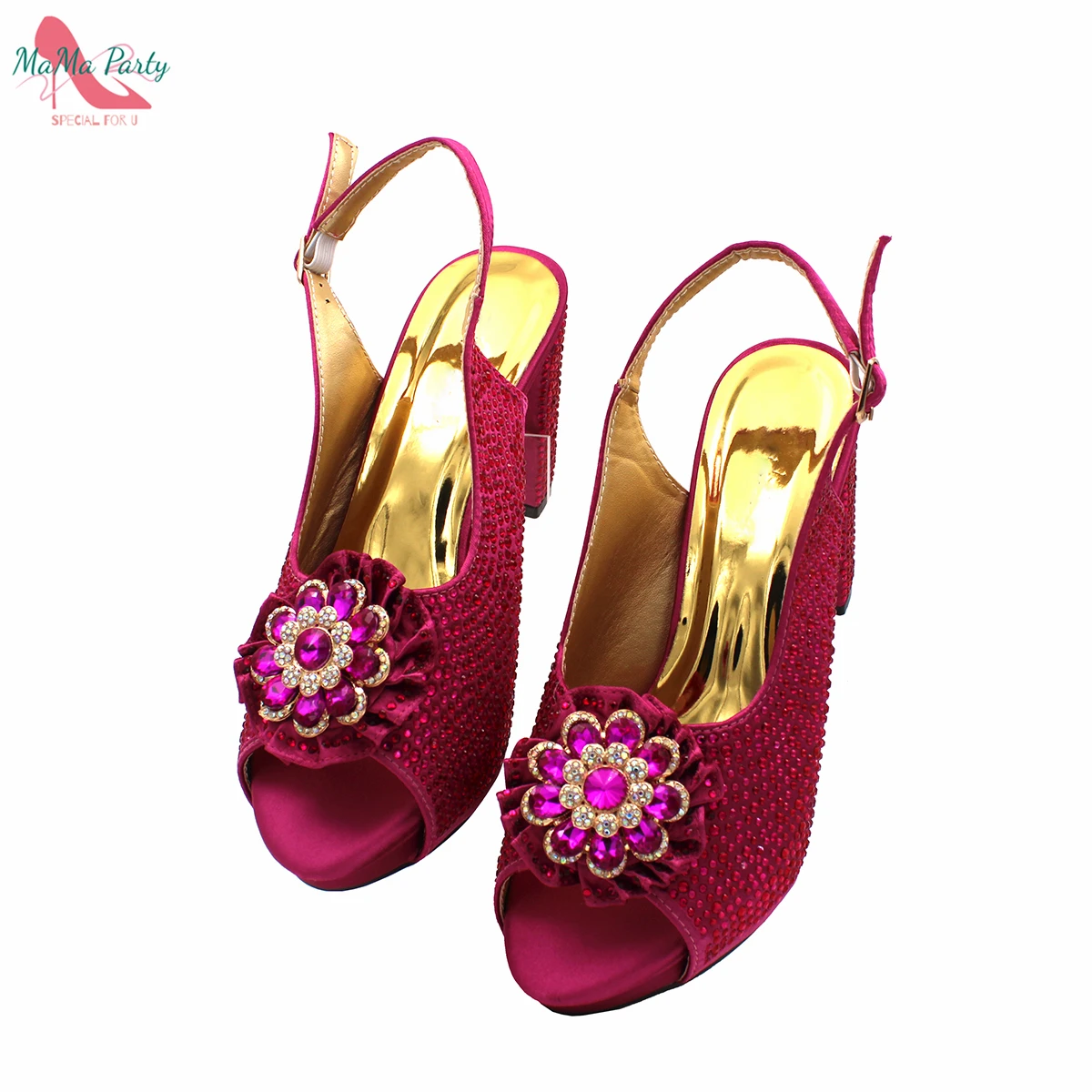 Buckle Strap Sandals Nigerian Women Shoes and Bag Set in Yellow Color with Shinning Crystal Italian Lady Shoes and Bag for Party