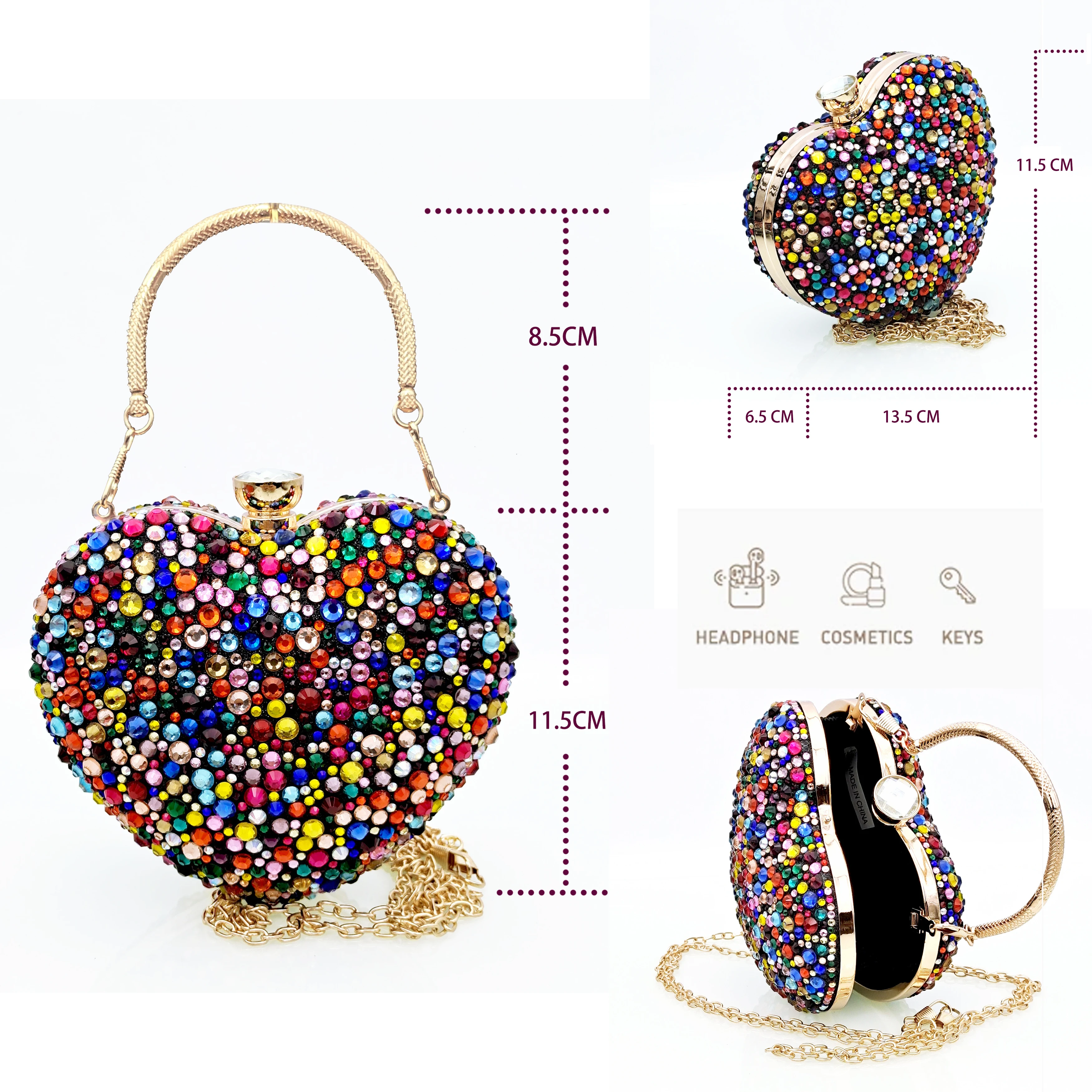 QSGFC Fashionable Girly Style Shoes And Bag Full Diamond Women's Pointed Toe High Heels African Popular Wedding Shoes and Bag