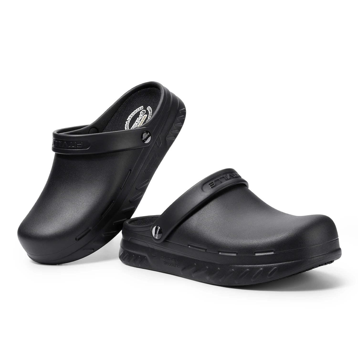 FitVille Men's Wide Fit Chef Shoes Slip Resistant Garden Work Sandals with Arch Support Waterproof for Food Service