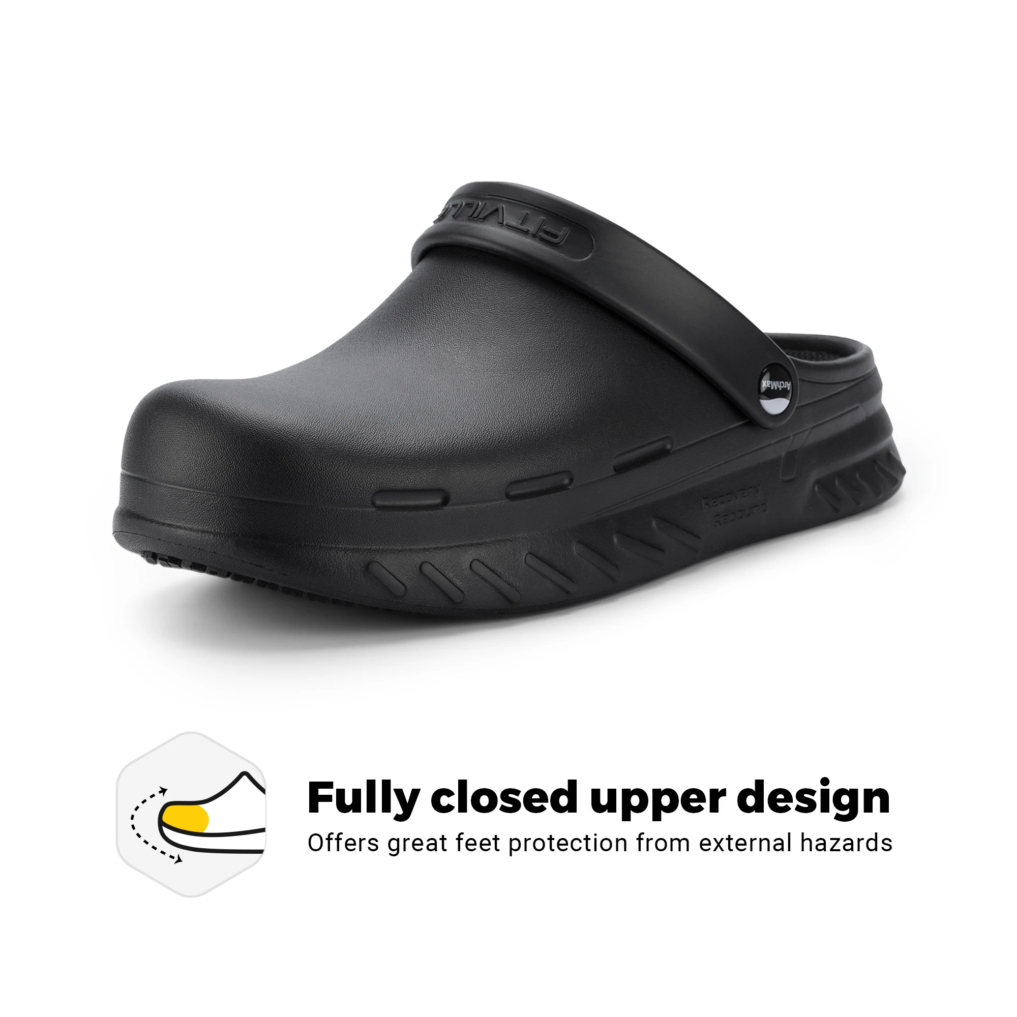 FitVille Men's Wide Fit Chef Shoes Slip Resistant Garden Work Sandals with Arch Support Waterproof for Food Service