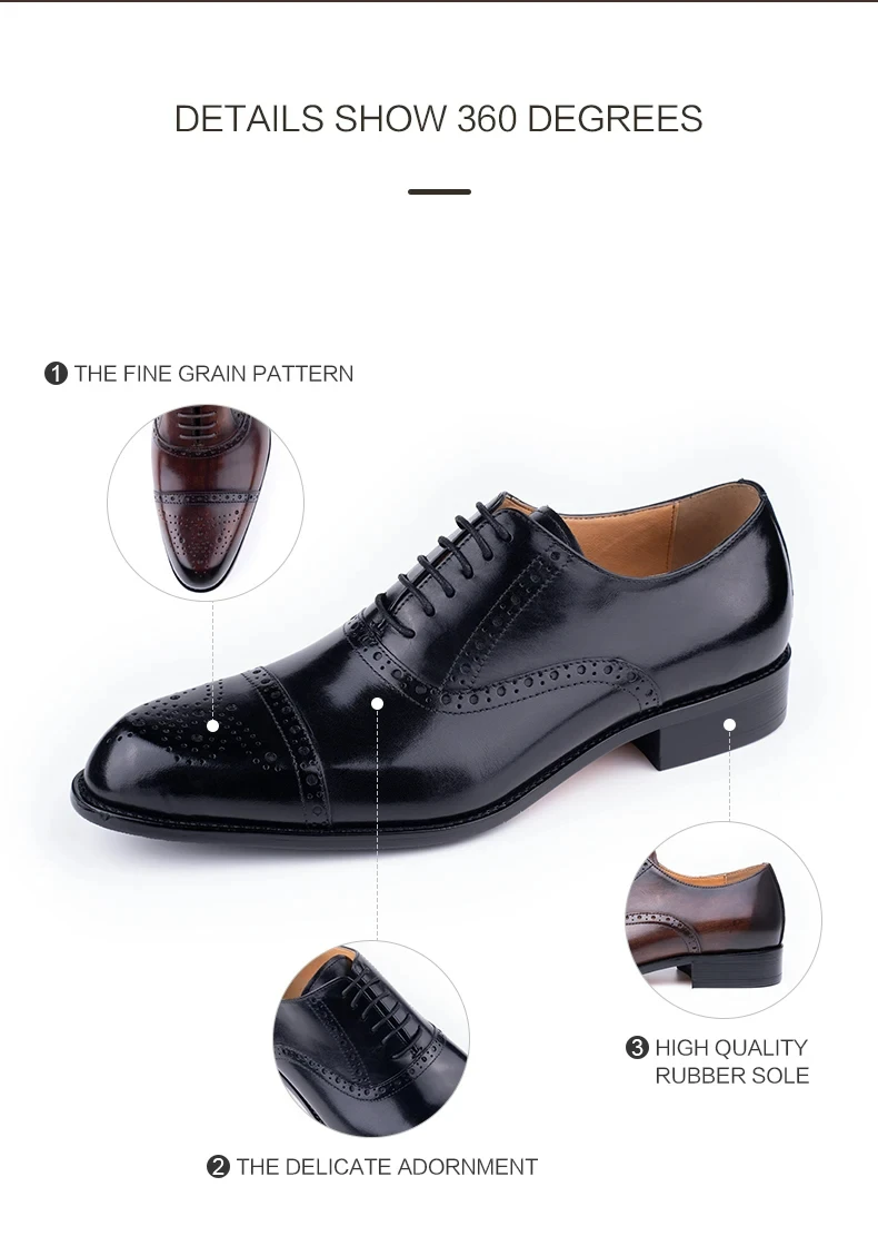 Classic Brogue Shoe Men's Business Suits Matches New Style Genuine Cowhide Handmade Formal Office Wedding Party Mans Dress Shoes