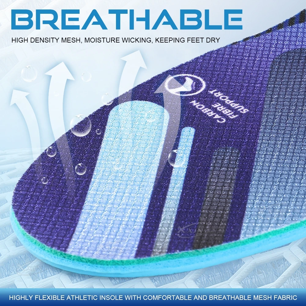 【Xxin】Carbon Fiber Insole Poron Cushioning heel Arch Support Shoe Insoles Pad Running Sport Shoe Insert size 35-48