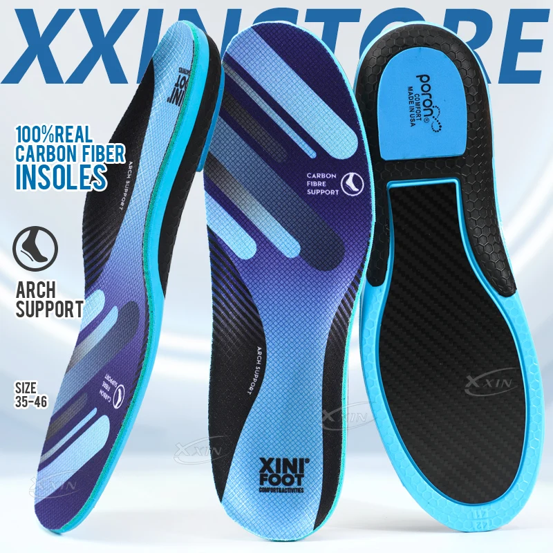 【Xxin】Carbon Fiber Insole Poron Cushioning heel Arch Support Shoe Insoles Pad Running Sport Shoe Insert size 35-48