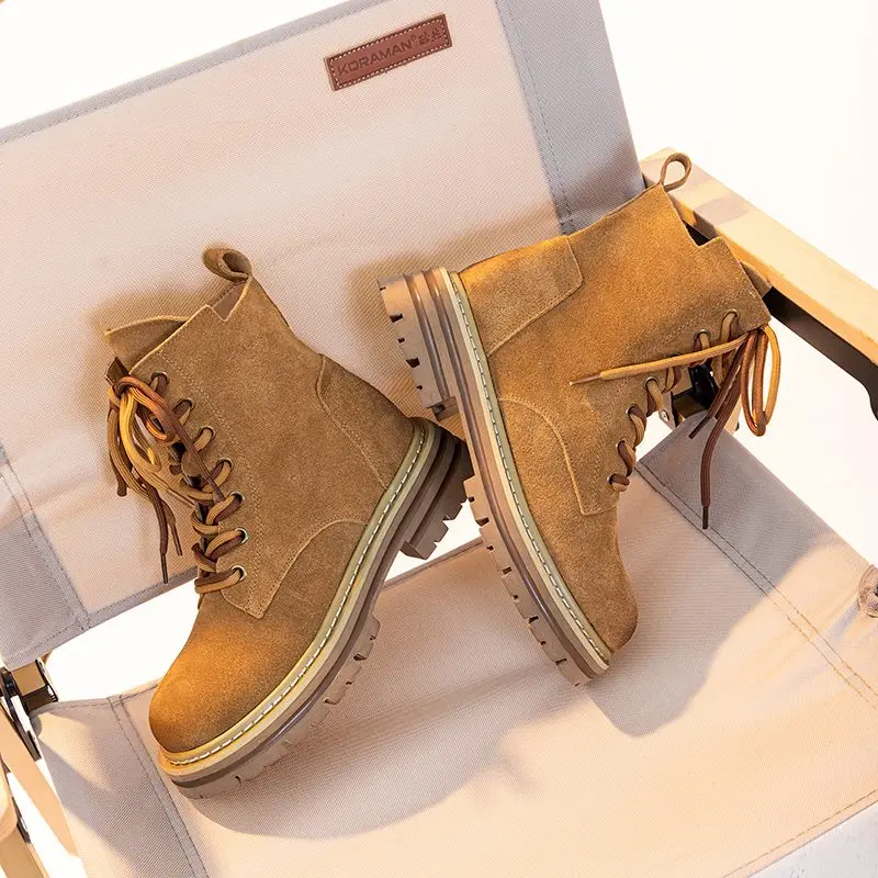 ASUMER Cow Suede Leather Ankle Boots For Women Zipper Platform Boots Retro Autumn Winter Motorcycle Boots Lady Shoes