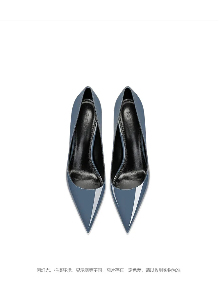 Grey Blue High-Heeled Shoes for Women, Paired with a Pointed, Slender Heel, Shallow Mouth, sexy and Non-Tiring Single Shoe
