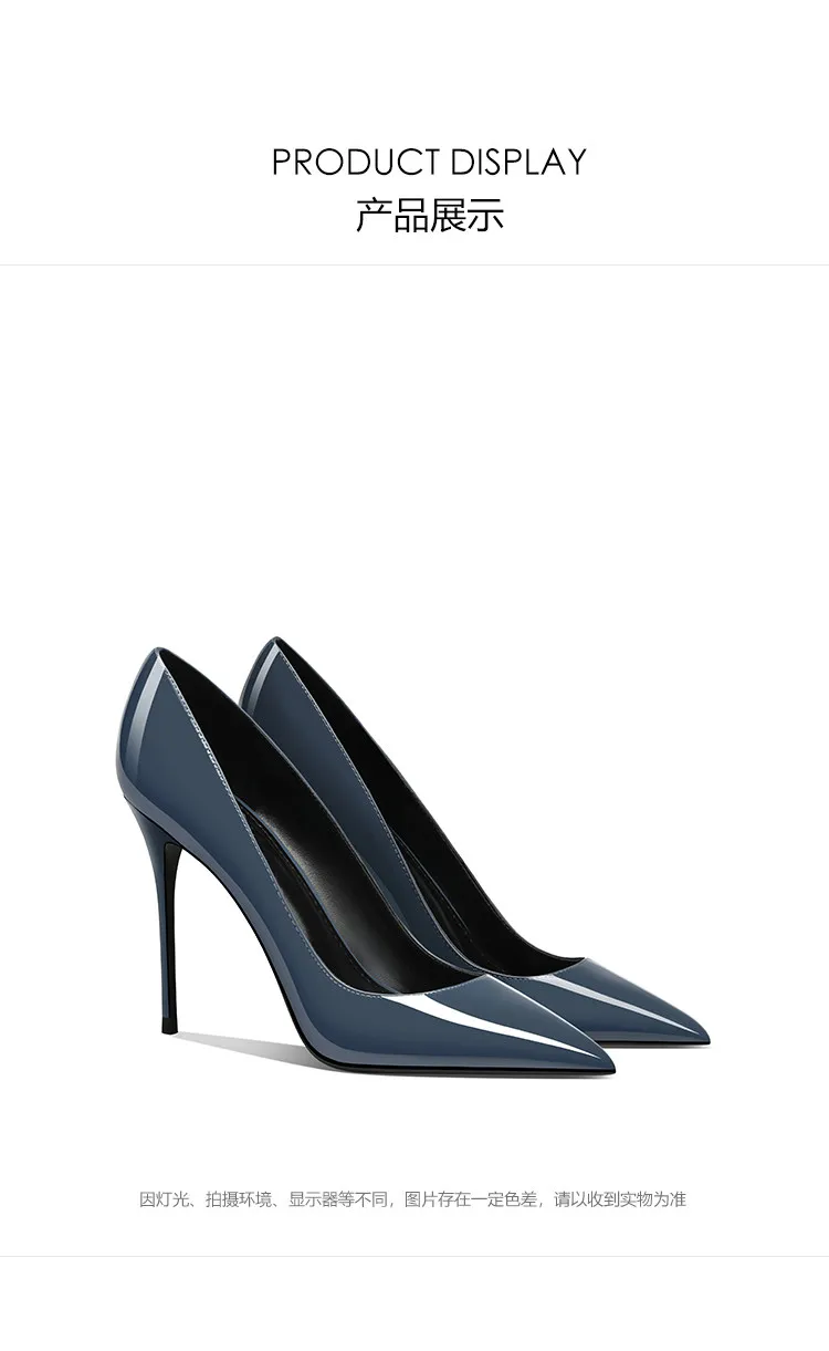 Grey Blue High-Heeled Shoes for Women, Paired with a Pointed, Slender Heel, Shallow Mouth, sexy and Non-Tiring Single Shoe