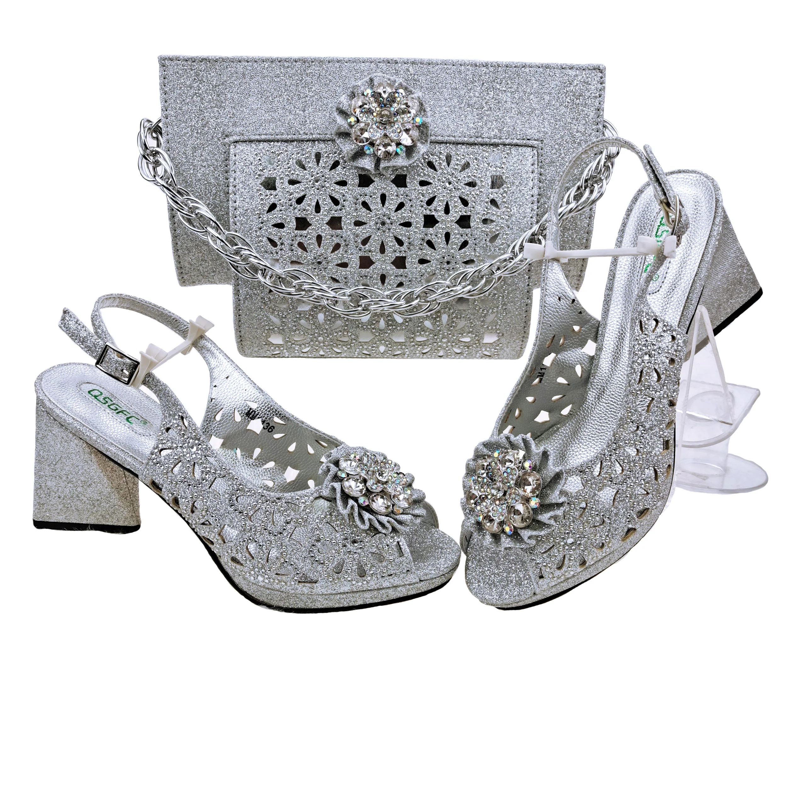 Doershow African fashion Italian Shoes And Bag Sets For Evening Party With Stones pink Italian Handbags Match Bags! HFV-25