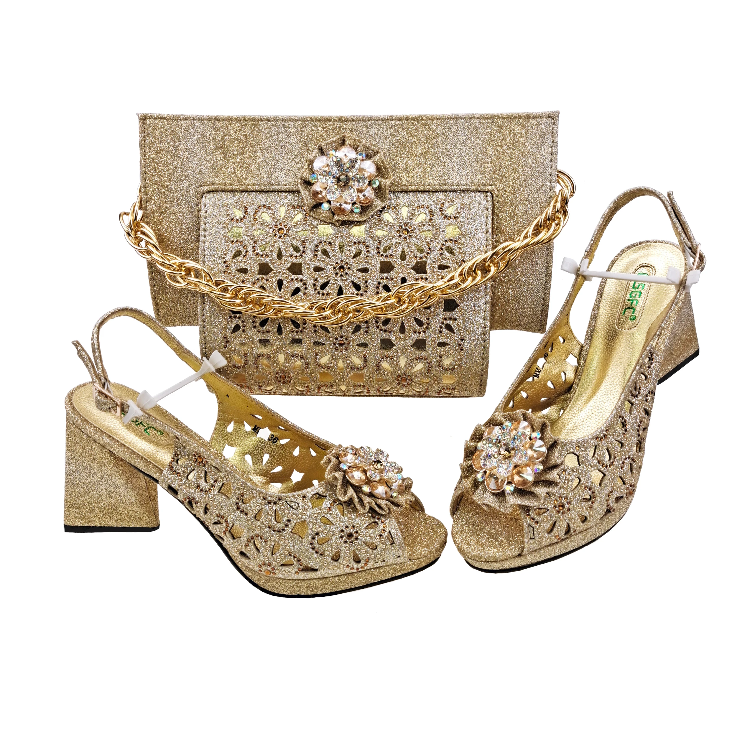 Doershow African fashion Italian Shoes And Bag Sets For Evening Party With Stones pink Italian Handbags Match Bags! HFV-25