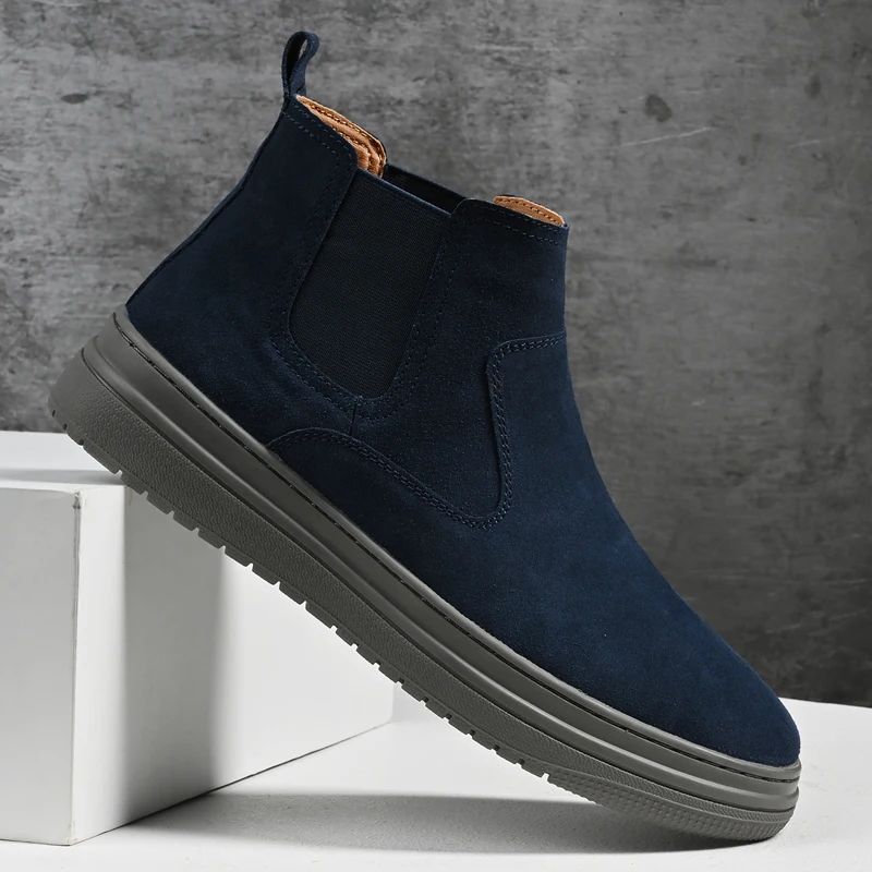 Italian Brand Autumn Winter Men's High Top Shoes Conference Men's Formal Ankle Boots Fashion Genuine Leather Casual Shoes 38-44