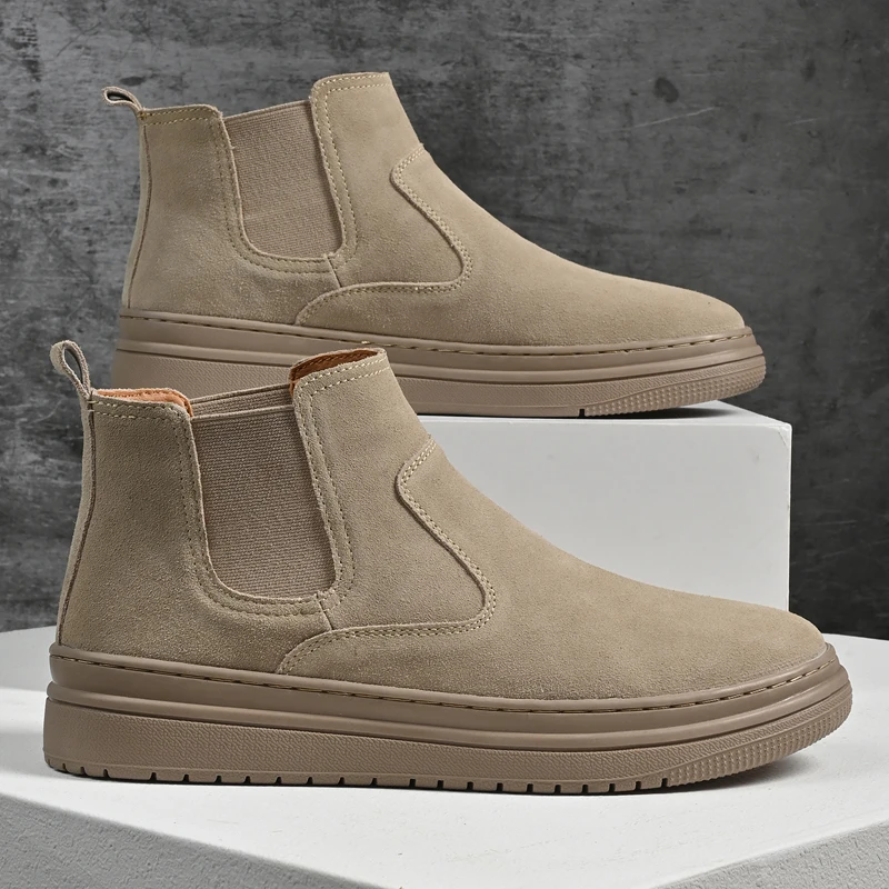 Italian Brand Autumn Winter Men's High Top Shoes Conference Men's Formal Ankle Boots Fashion Genuine Leather Casual Shoes 38-44