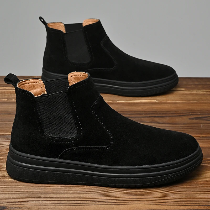 Italian Brand Autumn Winter Men's High Top Shoes Conference Men's Formal Ankle Boots Fashion Genuine Leather Casual Shoes 38-44