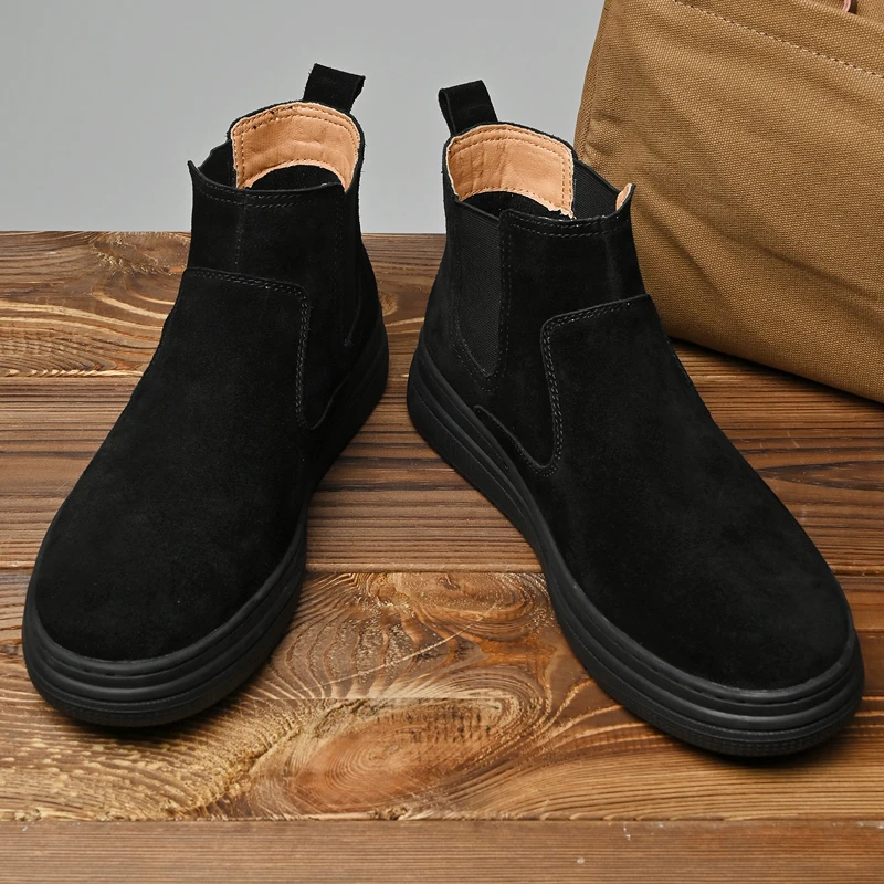 Italian Brand Autumn Winter Men's High Top Shoes Conference Men's Formal Ankle Boots Fashion Genuine Leather Casual Shoes 38-44