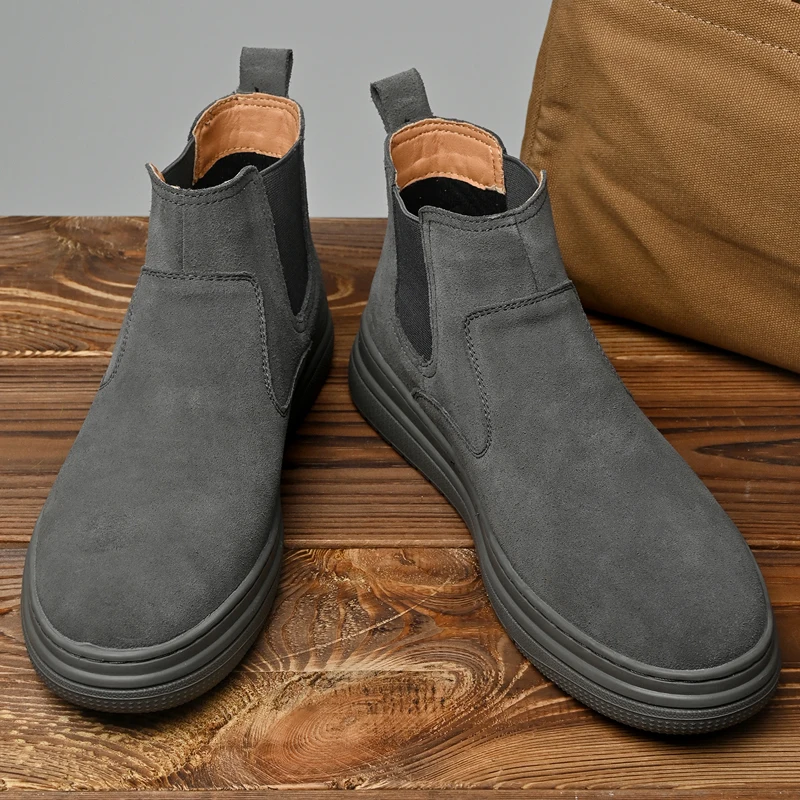 Italian Brand Autumn Winter Men's High Top Shoes Conference Men's Formal Ankle Boots Fashion Genuine Leather Casual Shoes 38-44
