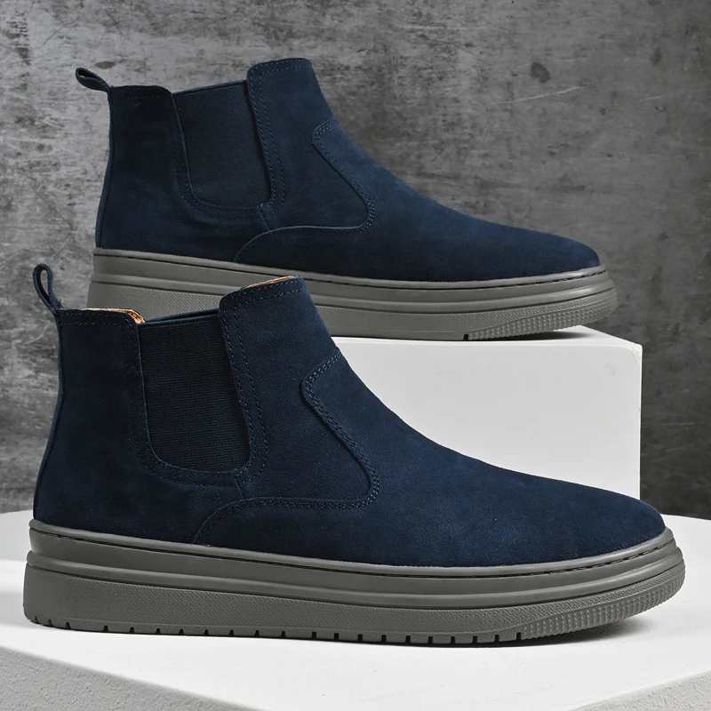 Italian Brand Autumn Winter Men's High Top Shoes Conference Men's Formal Ankle Boots Fashion Genuine Leather Casual Shoes 38-44