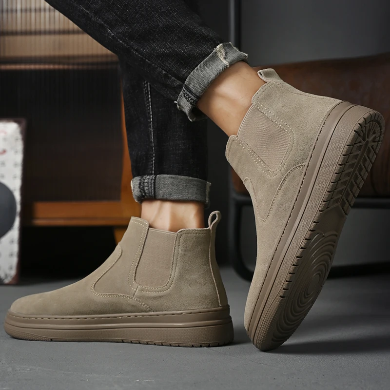 Italian Brand Autumn Winter Men's High Top Shoes Conference Men's Formal Ankle Boots Fashion Genuine Leather Casual Shoes 38-44