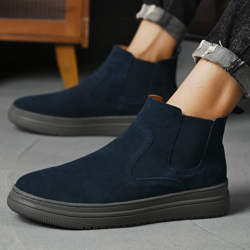 Italian Brand Autumn Winter Men's High Top Shoes Conference Men's Formal Ankle Boots Fashion Genuine Leather Casual Shoes 38-44