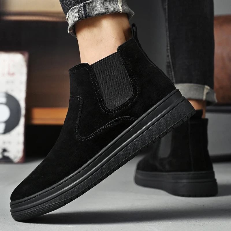Italian Brand Autumn Winter Men's High Top Shoes Conference Men's Formal Ankle Boots Fashion Genuine Leather Casual Shoes 38-44