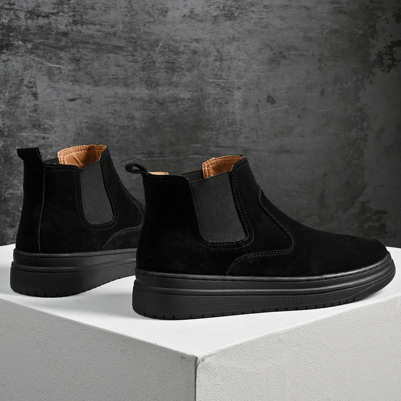 Italian Brand Autumn Winter Men's High Top Shoes Conference Men's Formal Ankle Boots Fashion Genuine Leather Casual Shoes 38-44