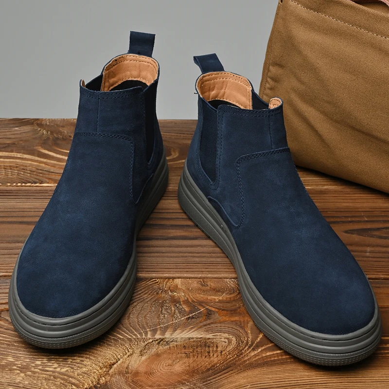 Italian Brand Autumn Winter Men's High Top Shoes Conference Men's Formal Ankle Boots Fashion Genuine Leather Casual Shoes 38-44
