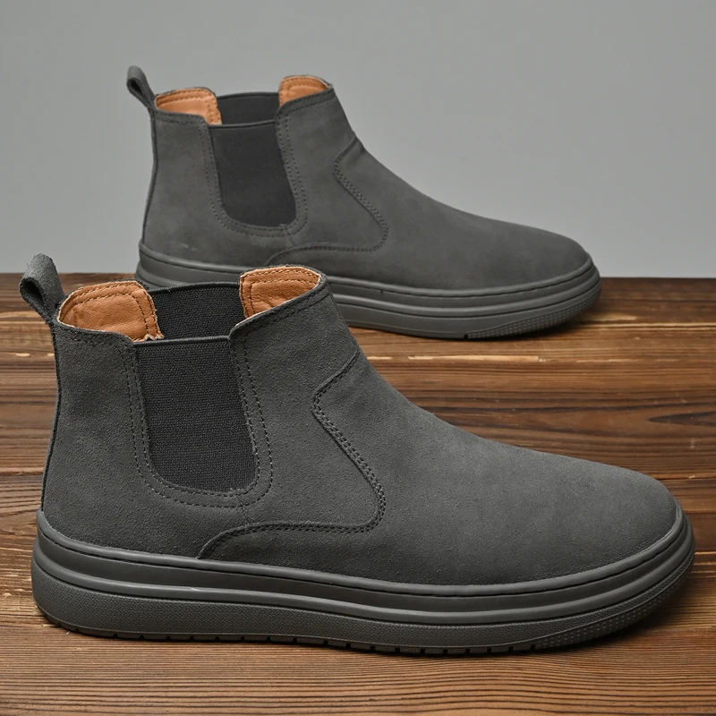 Italian Brand Autumn Winter Men's High Top Shoes Conference Men's Formal Ankle Boots Fashion Genuine Leather Casual Shoes 38-44