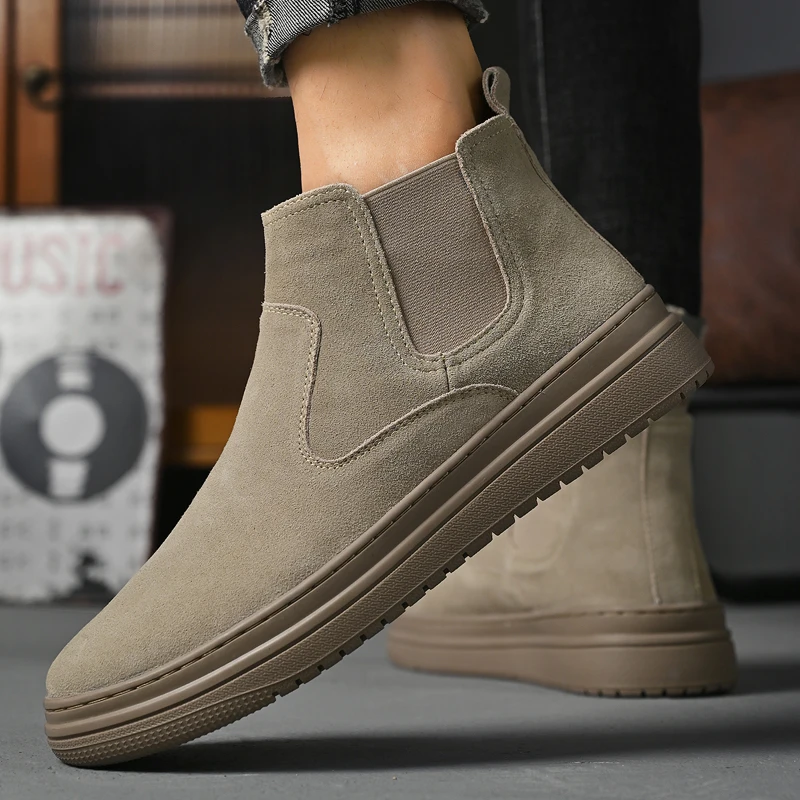 Italian Brand Autumn Winter Men's High Top Shoes Conference Men's Formal Ankle Boots Fashion Genuine Leather Casual Shoes 38-44