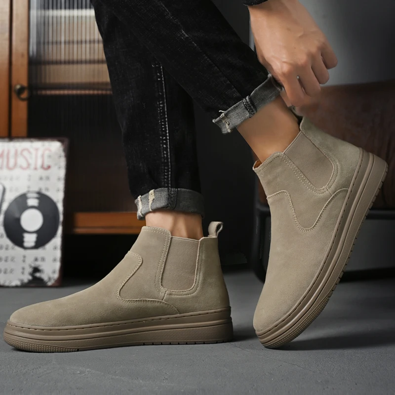 Italian Brand Autumn Winter Men's High Top Shoes Conference Men's Formal Ankle Boots Fashion Genuine Leather Casual Shoes 38-44