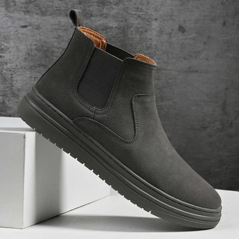 Italian Brand Autumn Winter Men's High Top Shoes Conference Men's Formal Ankle Boots Fashion Genuine Leather Casual Shoes 38-44