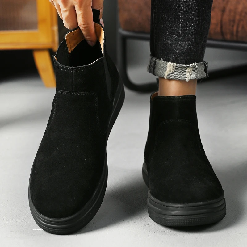 Italian Brand Autumn Winter Men's High Top Shoes Conference Men's Formal Ankle Boots Fashion Genuine Leather Casual Shoes 38-44