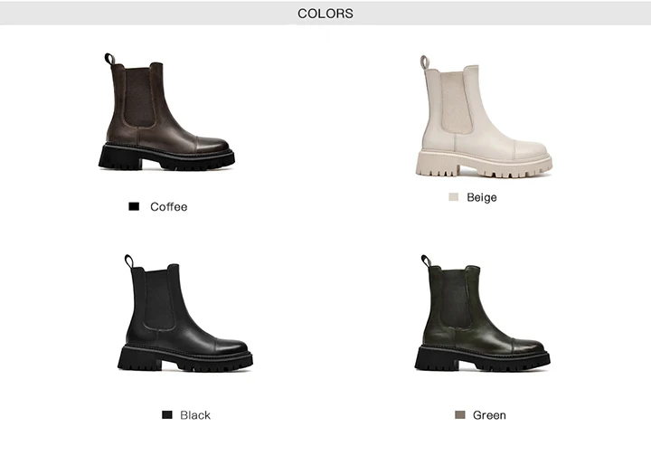 BeauToday Ankle Boots Platform Women Cow Leather Chelsea Boots Round Toe Elastic Band Thick Sole Ladies Shoes Handmade 02379