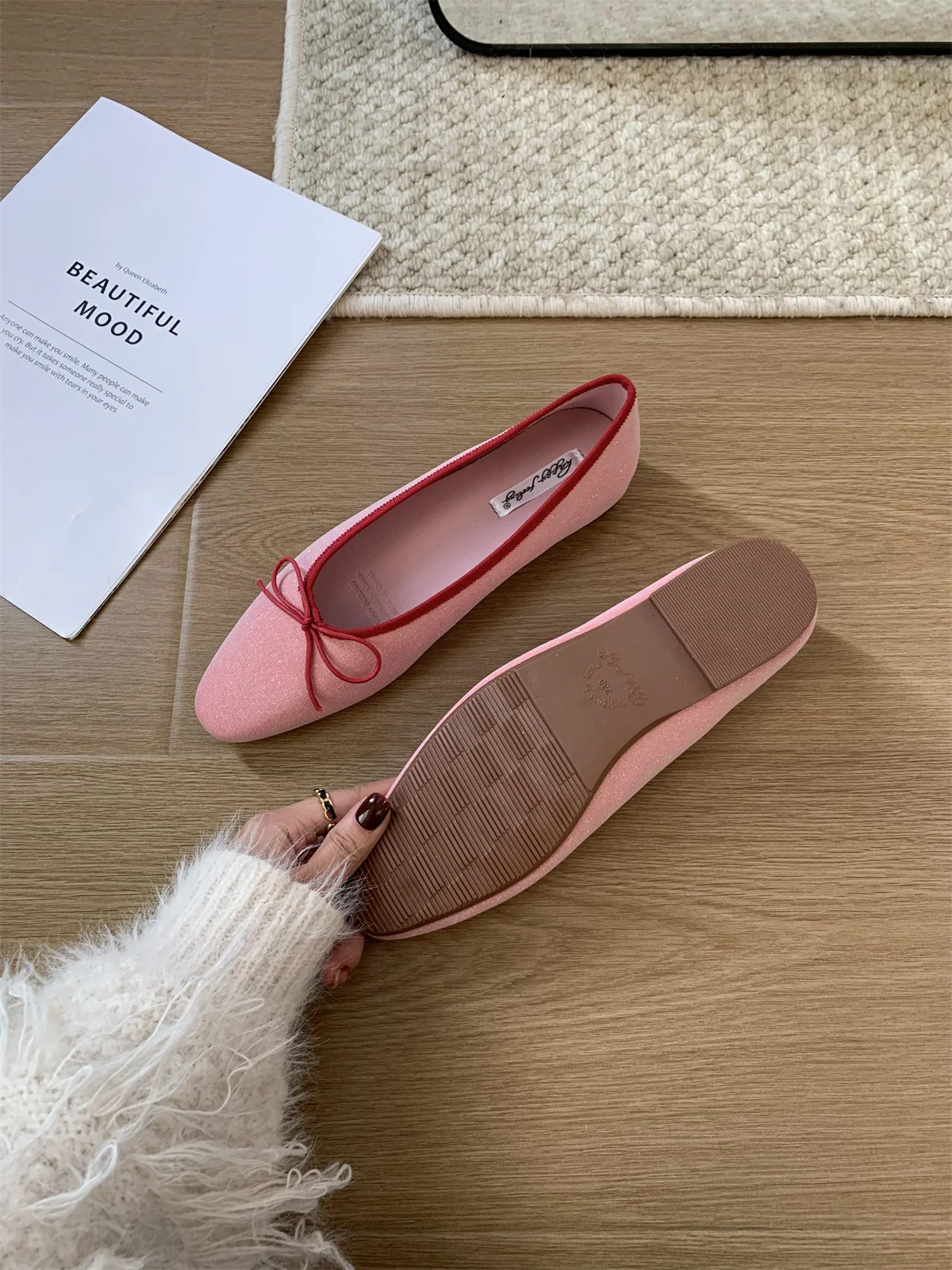 Bailamos Brand Women Flat Shoes Round Toe Moccasins Thick Heel Flats Ballerina Shallow Shoes Casual Outdoor Slip On Ballet Flats