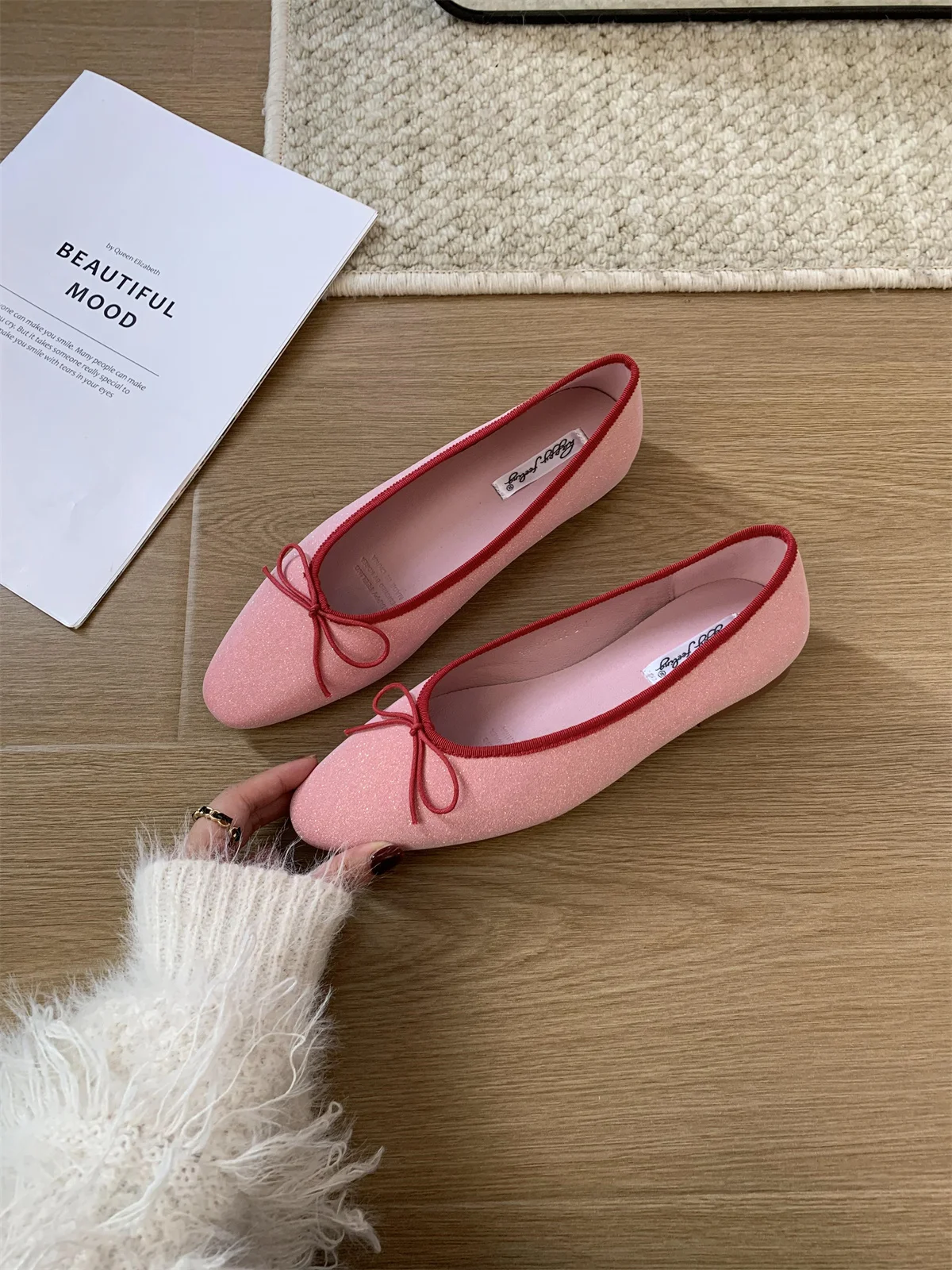 Bailamos Brand Women Flat Shoes Round Toe Moccasins Thick Heel Flats Ballerina Shallow Shoes Casual Outdoor Slip On Ballet Flats