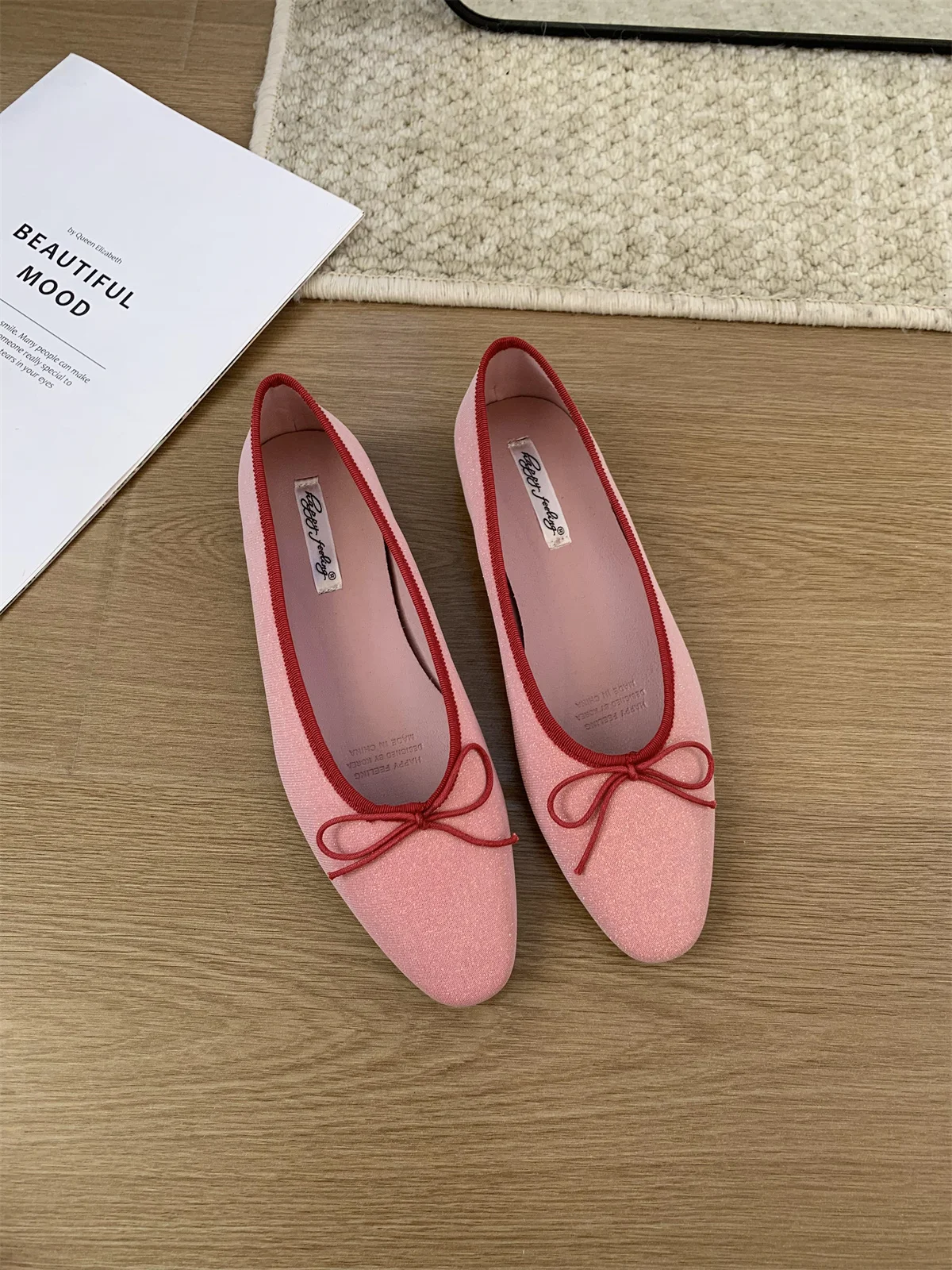 Bailamos Brand Women Flat Shoes Round Toe Moccasins Thick Heel Flats Ballerina Shallow Shoes Casual Outdoor Slip On Ballet Flats