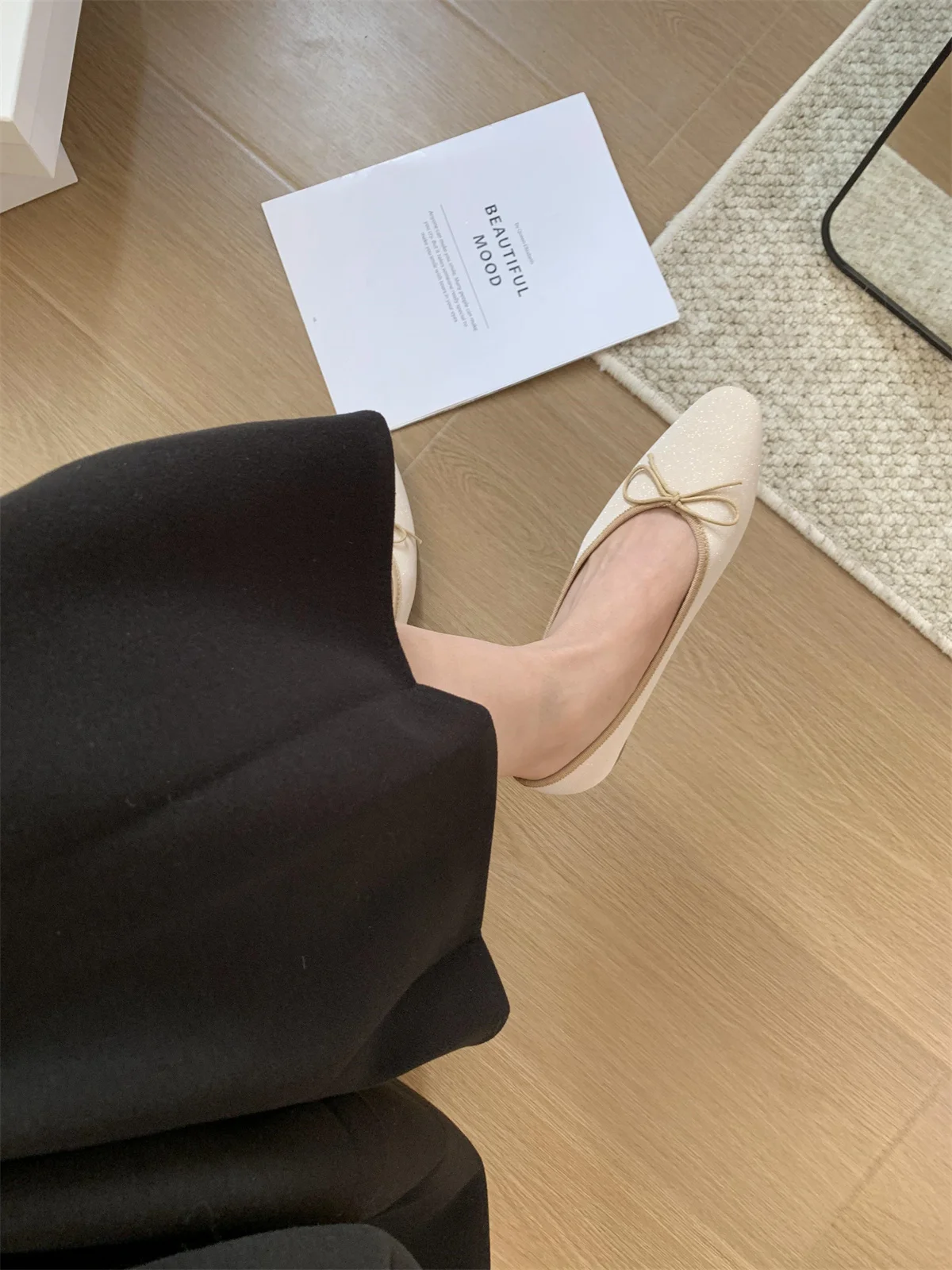 Bailamos Brand Women Flat Shoes Round Toe Moccasins Thick Heel Flats Ballerina Shallow Shoes Casual Outdoor Slip On Ballet Flats