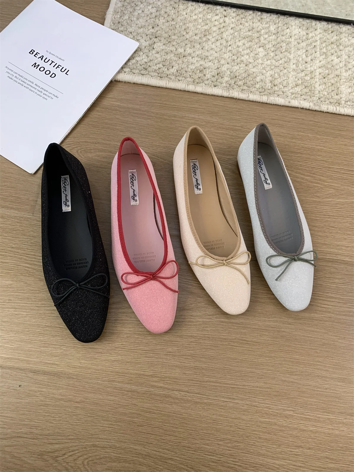 Bailamos Brand Women Flat Shoes Round Toe Moccasins Thick Heel Flats Ballerina Shallow Shoes Casual Outdoor Slip On Ballet Flats