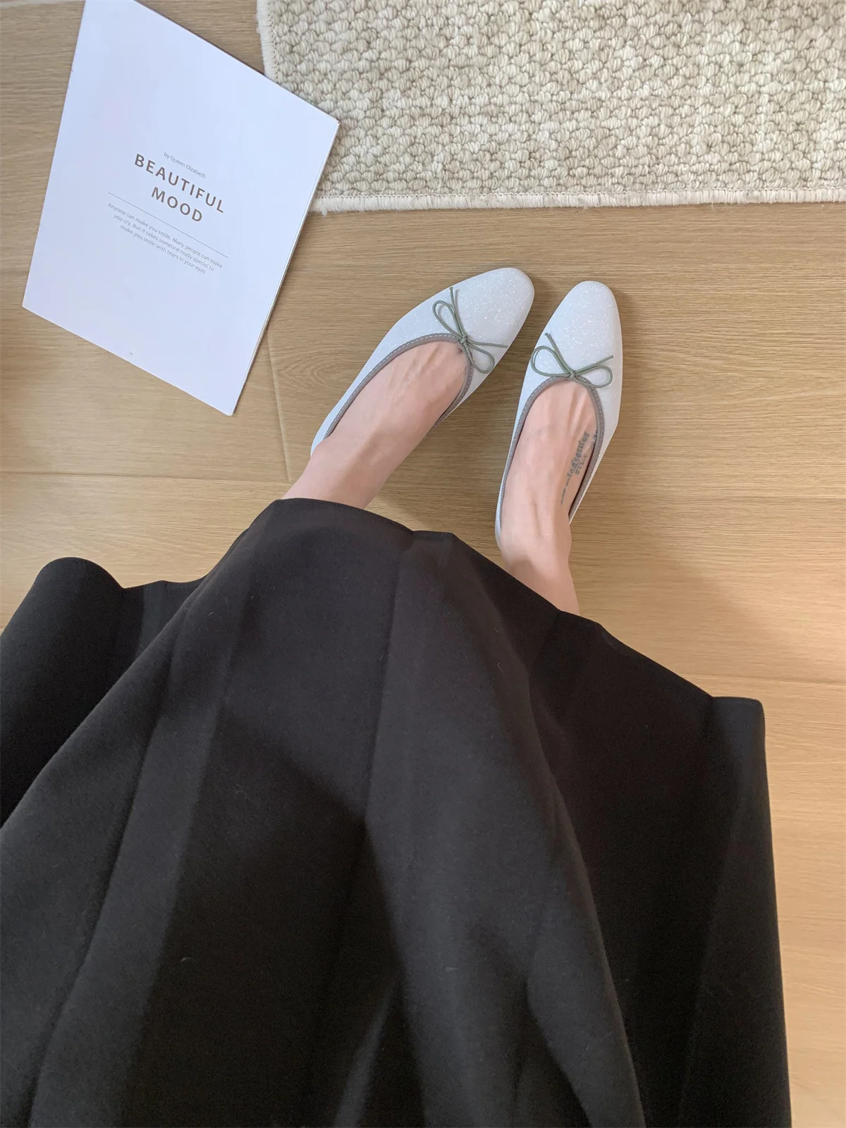 Bailamos Brand Women Flat Shoes Round Toe Moccasins Thick Heel Flats Ballerina Shallow Shoes Casual Outdoor Slip On Ballet Flats