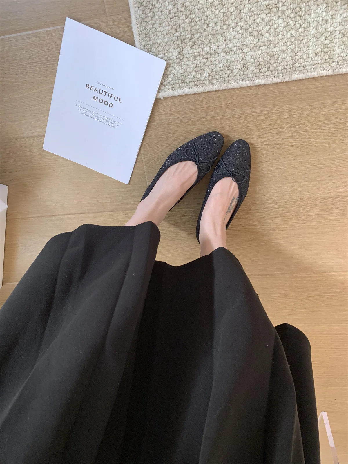 Bailamos Brand Women Flat Shoes Round Toe Moccasins Thick Heel Flats Ballerina Shallow Shoes Casual Outdoor Slip On Ballet Flats