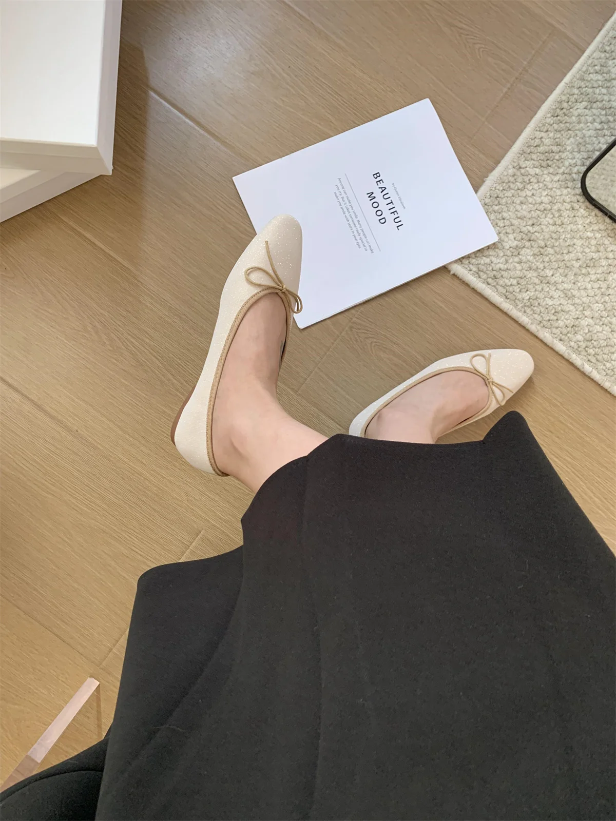 Bailamos Brand Women Flat Shoes Round Toe Moccasins Thick Heel Flats Ballerina Shallow Shoes Casual Outdoor Slip On Ballet Flats