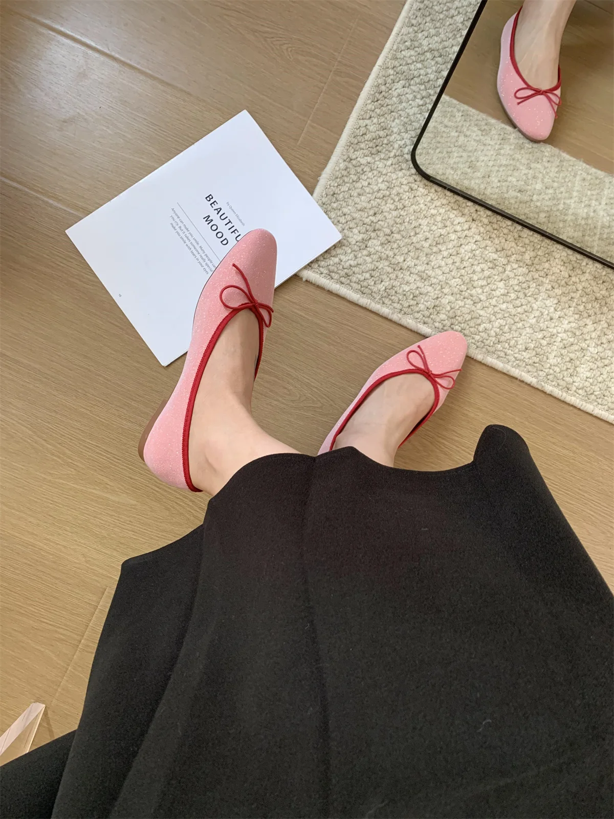 Bailamos Brand Women Flat Shoes Round Toe Moccasins Thick Heel Flats Ballerina Shallow Shoes Casual Outdoor Slip On Ballet Flats