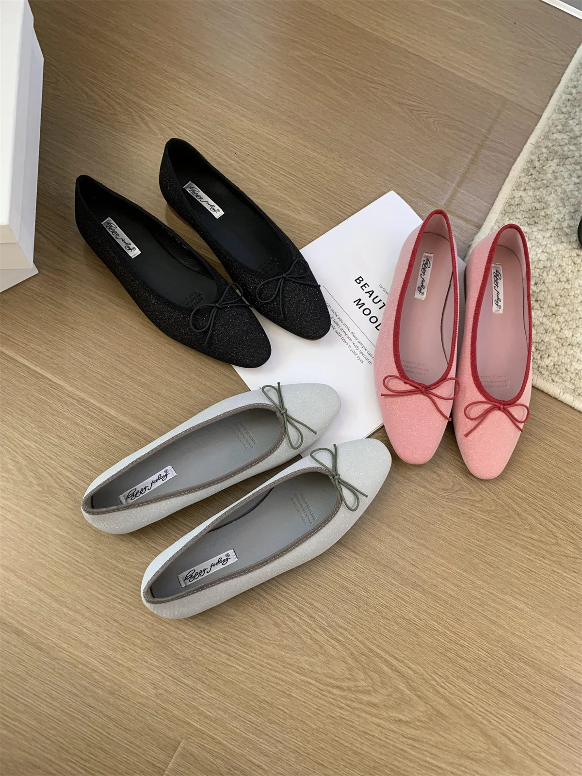 Bailamos Brand Women Flat Shoes Round Toe Moccasins Thick Heel Flats Ballerina Shallow Shoes Casual Outdoor Slip On Ballet Flats