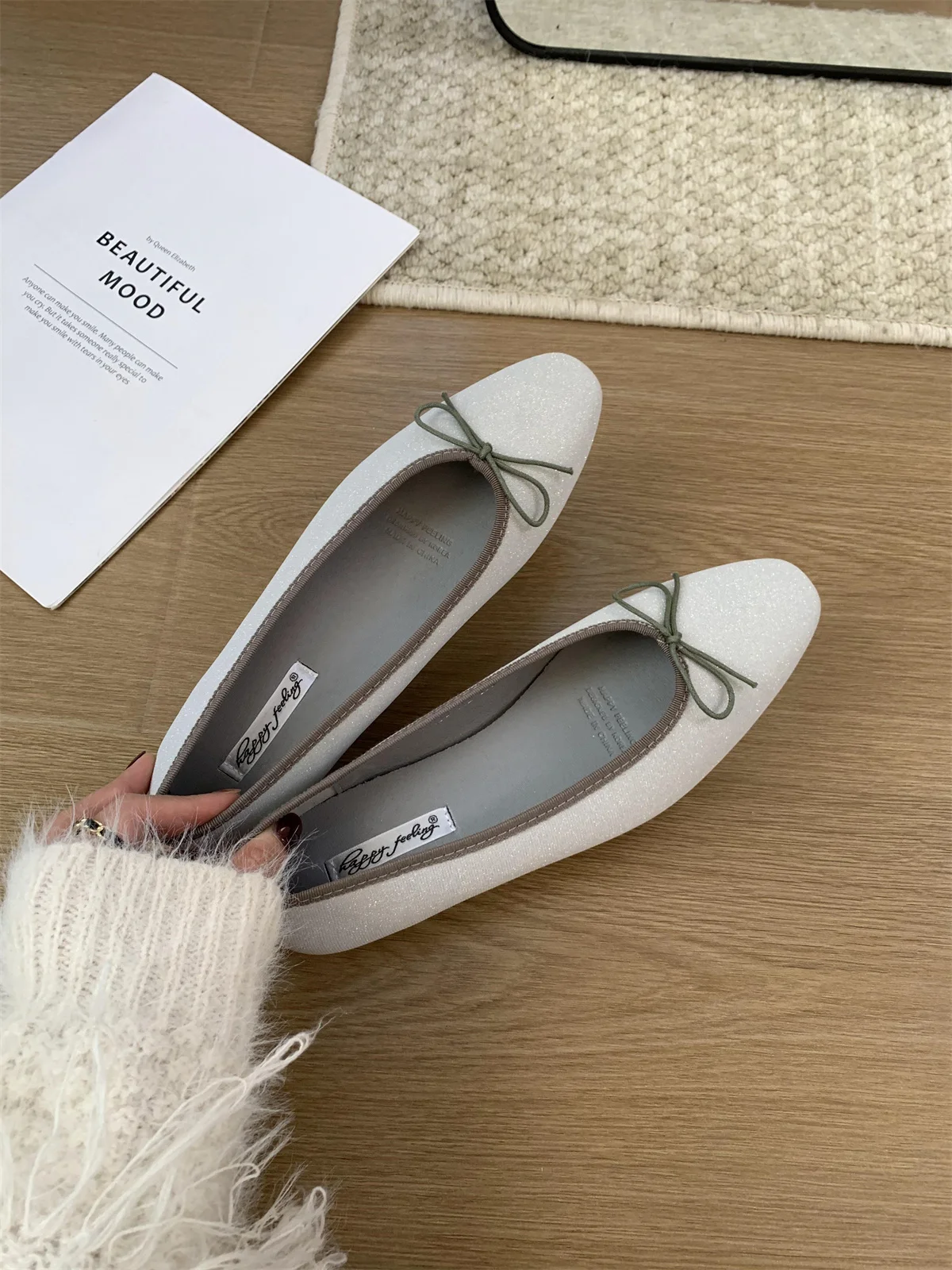 Bailamos Brand Women Flat Shoes Round Toe Moccasins Thick Heel Flats Ballerina Shallow Shoes Casual Outdoor Slip On Ballet Flats