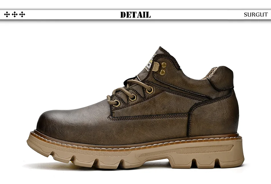 SURGUT Men's Leather Boots 2026 New Ankle Motorcycle Boots Retro Handmade Luxury Lace Up Waterproof Shoes For Men Working Boots