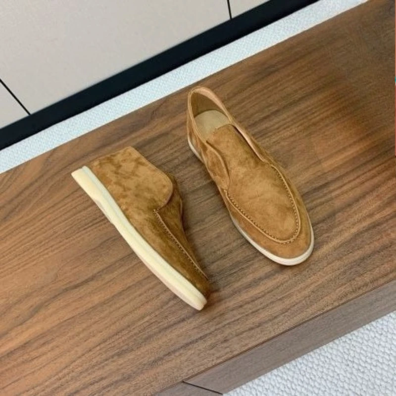Only women Sheepskin suede high top woman's loafers all leather short boots casual walking shoes ankle boots