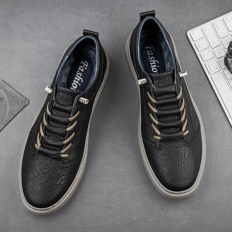 Brand Designer Men's Genuine Leather Casual Shoes Big Size: 36-47 Black Outdoor Oxford Shoes High-quality Business Sports Shoes