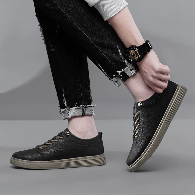 Brand Designer Men's Genuine Leather Casual Shoes Big Size: 36-47 Black Outdoor Oxford Shoes High-quality Business Sports Shoes