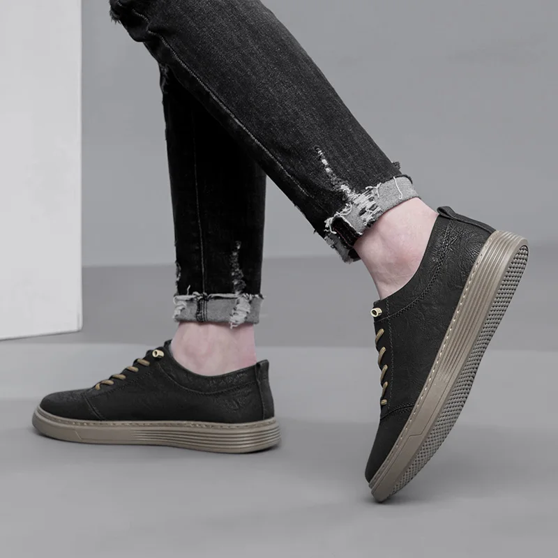 Brand Designer Men's Genuine Leather Casual Shoes Big Size: 36-47 Black Outdoor Oxford Shoes High-quality Business Sports Shoes